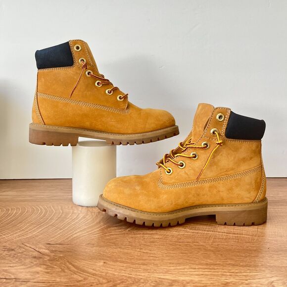 Timberland Premium Waterproof Wheat Nubuck Boots Men's Size 3.5 - Picture 5 of 9